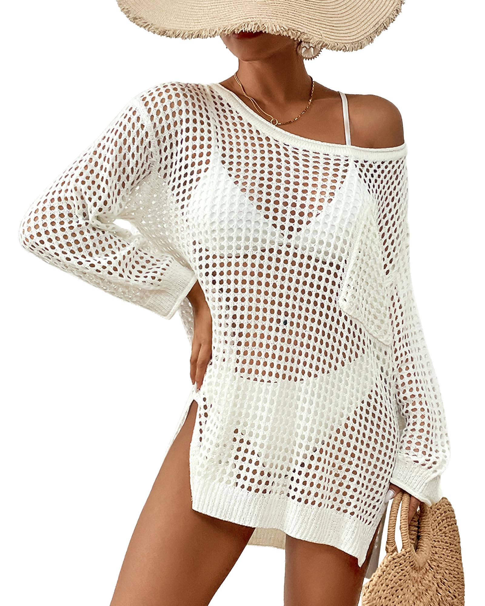 BsubseachSwimsuit Cover Up for Women Sexy Crochet Tops Knitted Beach Outfits