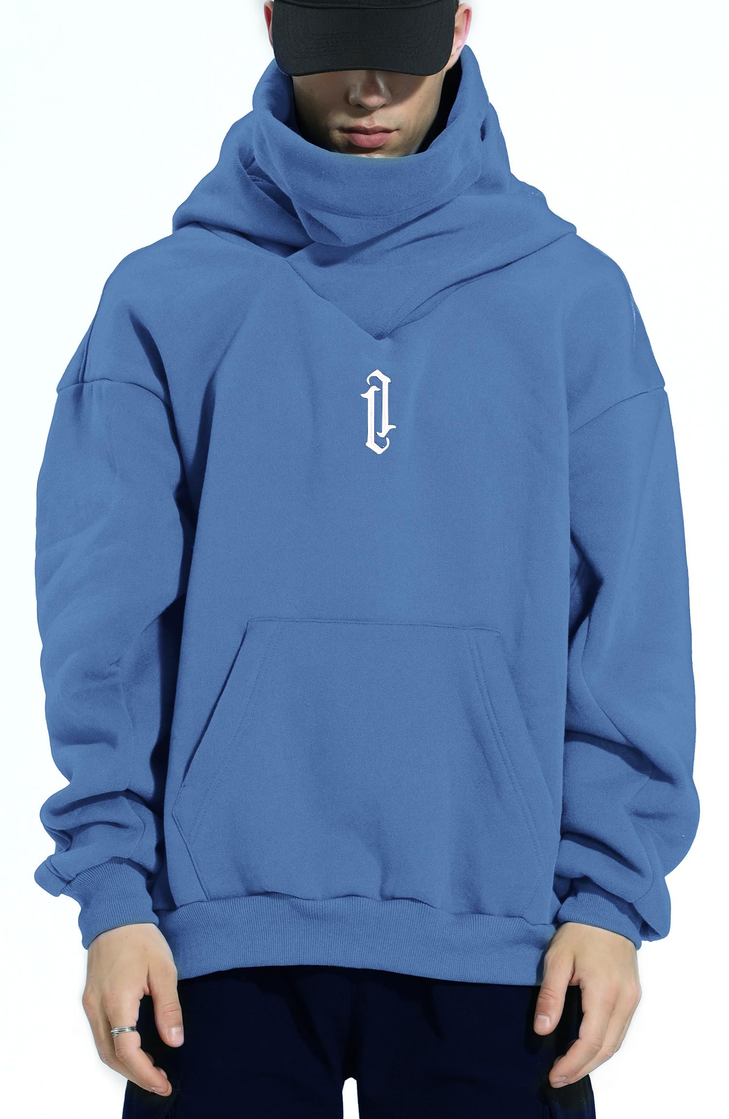 Eocicvvi Felpa Uomo con Cappuccio Collo Alto Pullover Hip Hop Stile Comoda Felpe Pile Hoodies Autunno Invernale Moda