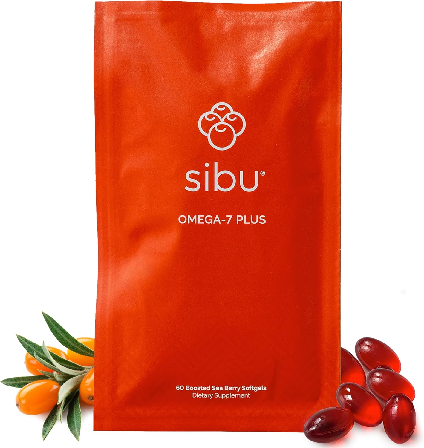 sibu Cápsulas blandas Omega-7 Plus de espino cerval de mar (recarga de 30 días)  Mezcla de aceite de espino amarillo y vitamina D3 a base de plantas