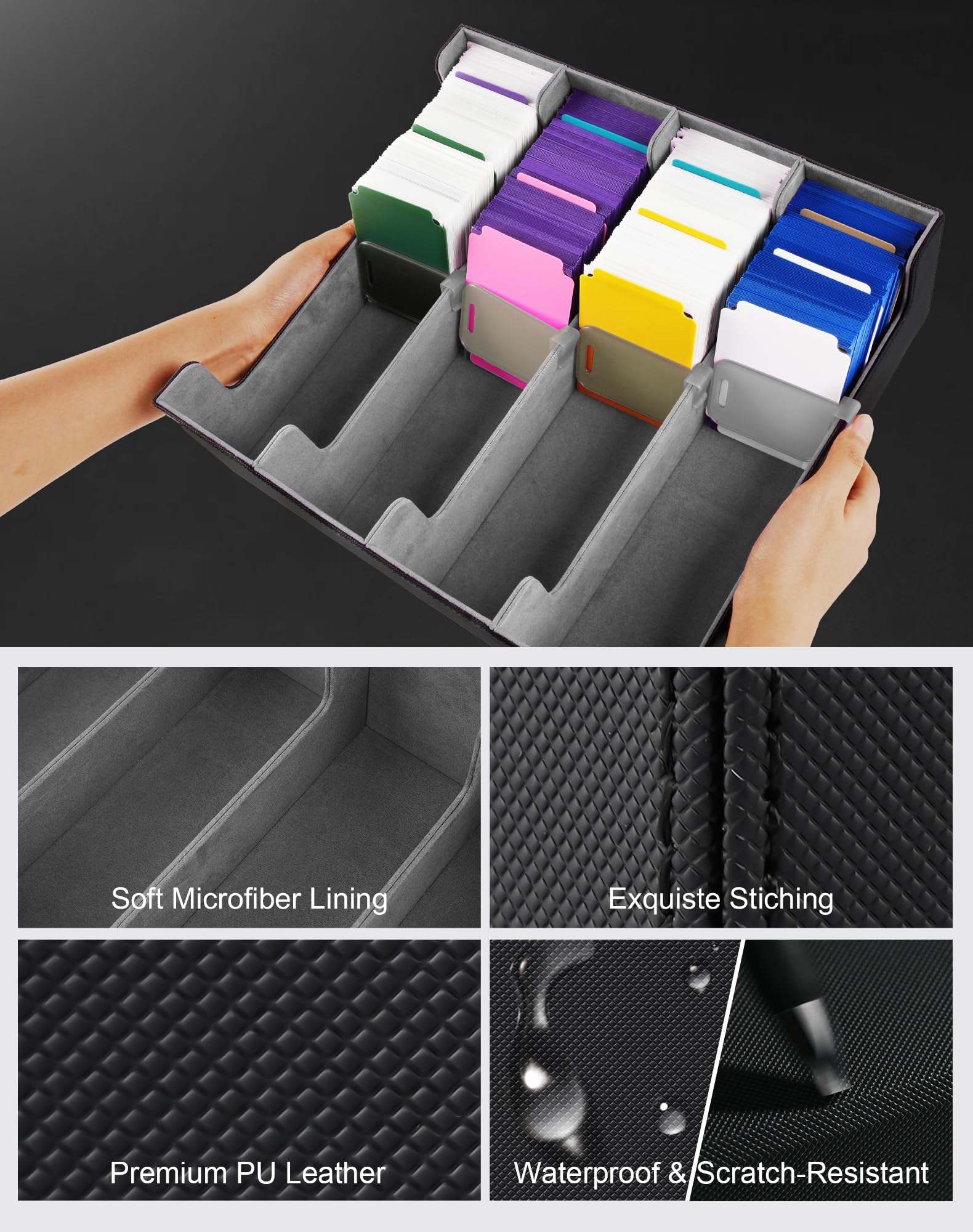 ZLCA Trading Card Storage Box, Commander Card Deck Case Holds 2400+ Cards, MTG Deck Box with 4 Stoppers - Image 4