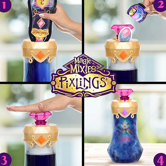 Magic Mixies Pixlings. Amber The Dragon Pixling. Create and Mix A Magic Potion that Magically Reveals A Beautiful 6.5 Pixling Doll Inside A Potion Bottle! Who Will You Magically Create?