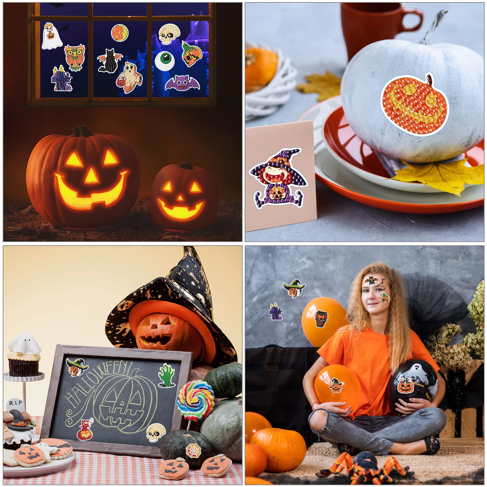 32 Stück Diamond Painting Sticker Halloween - 5D DIY Aufkleber Set