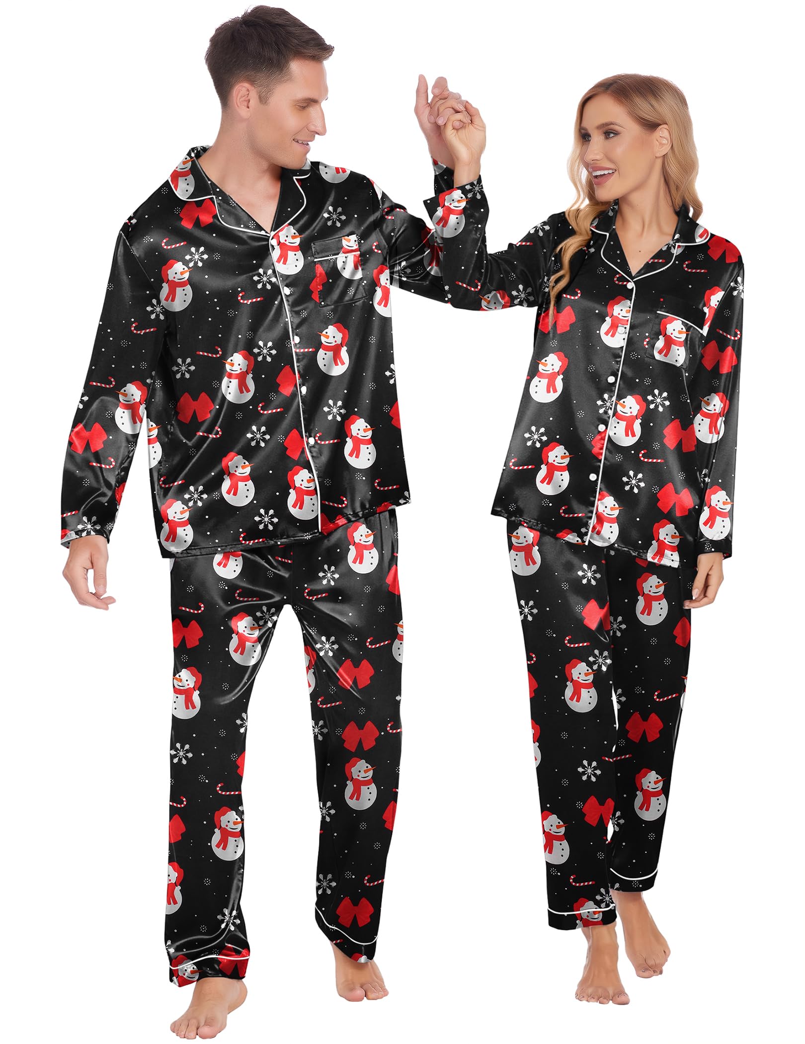 Family Matching Pajamas Christmas Sleepwear Long Sleeve Sleep Shirt with Plaid Pants Soft Loungewear Pjs Set S-XXL-image-9