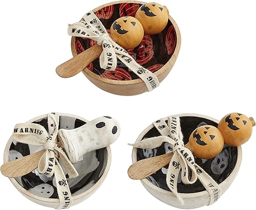 Miniatura 2 de Mud Pie, Juego de cuenco y esparcidor de calabaza, esmalte de Halloween, 3 x 5 pulgadas de diámetro, 6 pulgadas