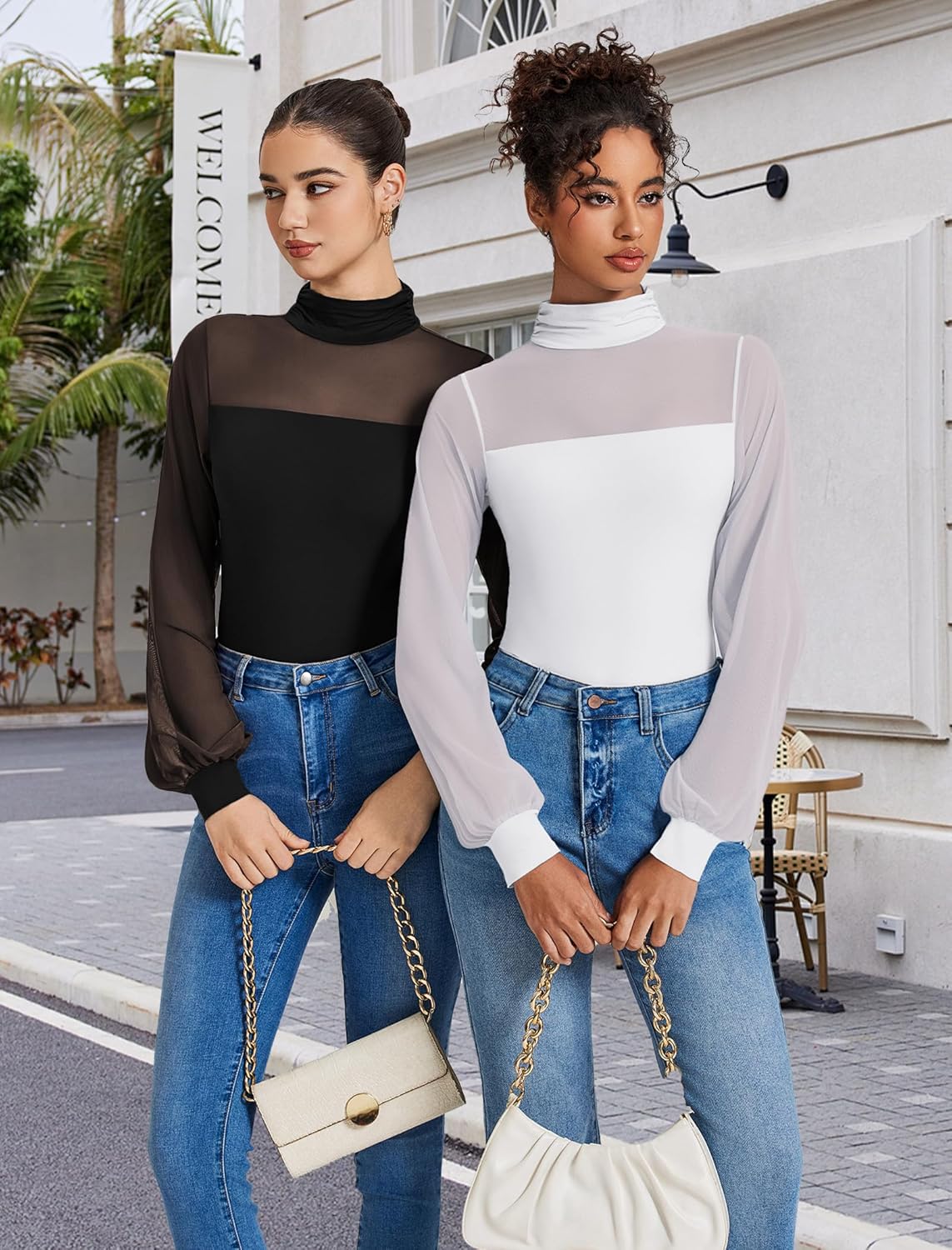 Avidlove Long Sleeve Body Suits Womens Mesh Turtleneck Bodysuit Thong Dressy Going Out Bodysuits Top Fall Outfits - Image 5