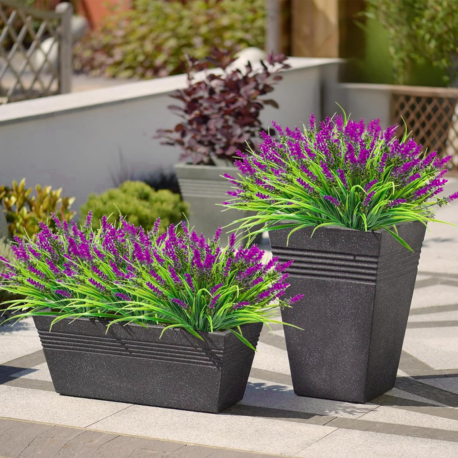 Kunstmatige lavendel bloemen, 8 bundels nep decoratieve bloemen buiten kunstmatige lavendel plant boeket plastic faux bloem voor tuin