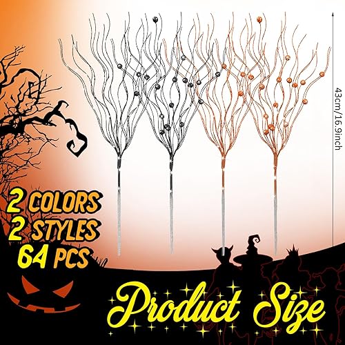 Miniatura 2 de Giegxin Paquete de 16 tallos de bayas artificiales con purpurina para Navidad, 17 pulgadas de otoño y Acción de Gracias, ramas para jarrones,