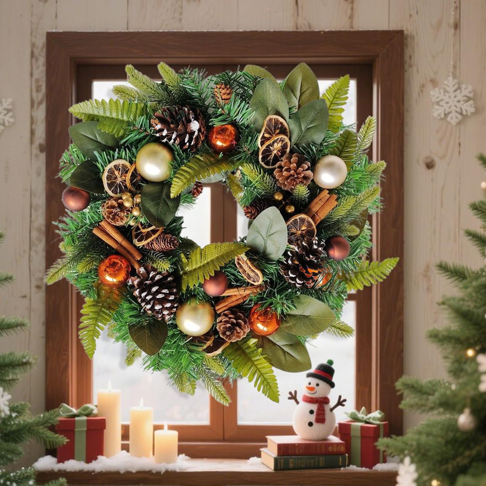 Couronne De Noël Pour Porte Décoration Maison Verdure Artificielle