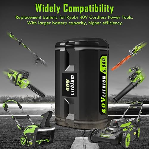 Miniatura 4 de Batería de iones de litio de 40 V 6.0 Ah OP4060A para Ryobi Colección de 40 voltios, baterías de repuesto compatibles con OP4040 OP4050A OP4015
