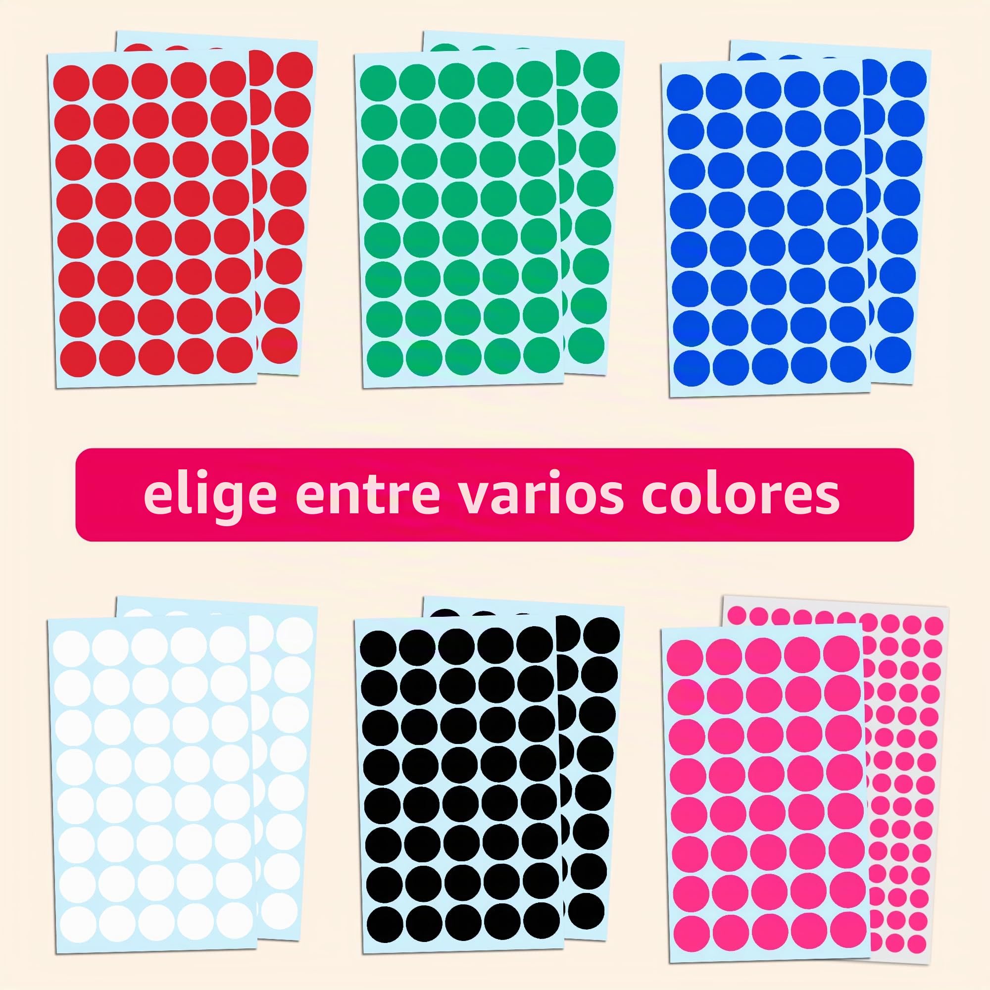 2000 Piezas, 20mm Gomets Colores Surtidos Pegatinas Adhesivos - 10 Colores