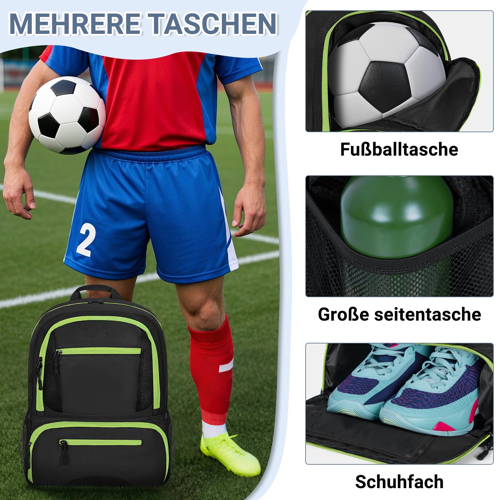 OUUTMEE Mochila deportiva para fútbol baloncesto voleibol resistente organizador pelotas zapatos gran capacidad