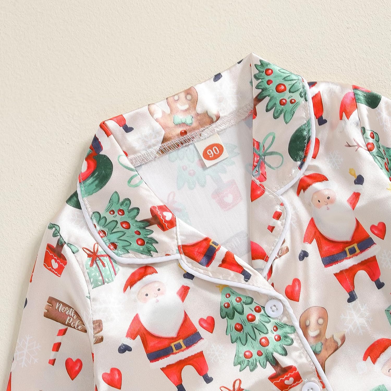 Baby Boy Girl Christmas Silk Pajamas Set Button Down Deer Santa Long Sleeve Shirts Tops and Pants Satin Pj Sets - Image 4