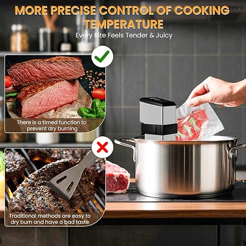 Miniatura 5 de Máquina comercial Sous Vide para restaurante, cocina Sous Vide de 1600 W, circulador de inmersión de 360, 15dB ultra silencioso, IPX7 impermeable,