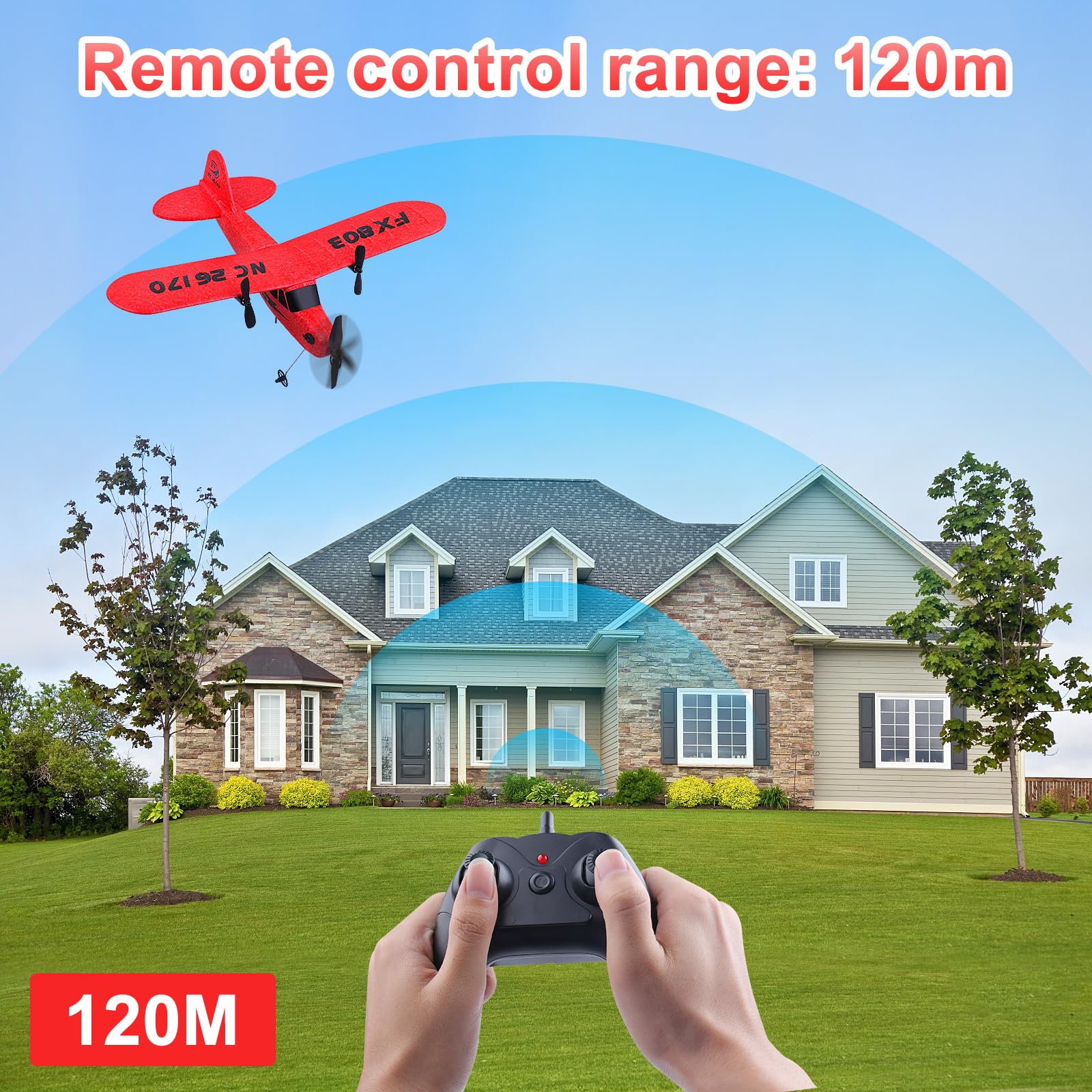 Avión de control remoto de 2 canales de 2.4 GHz: FX803 EPP RC Avión RC para principiantes, niños y adultos, juguete con carga USB, fácil de volar, rojo