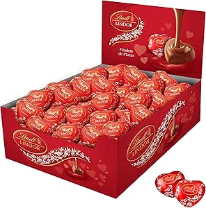 Lindt LINDOR Corazón con Leche San Valentín, caja de bombones de chocolate con leche en forma de corazón, bombones para regalar, 47 bombones, 650g