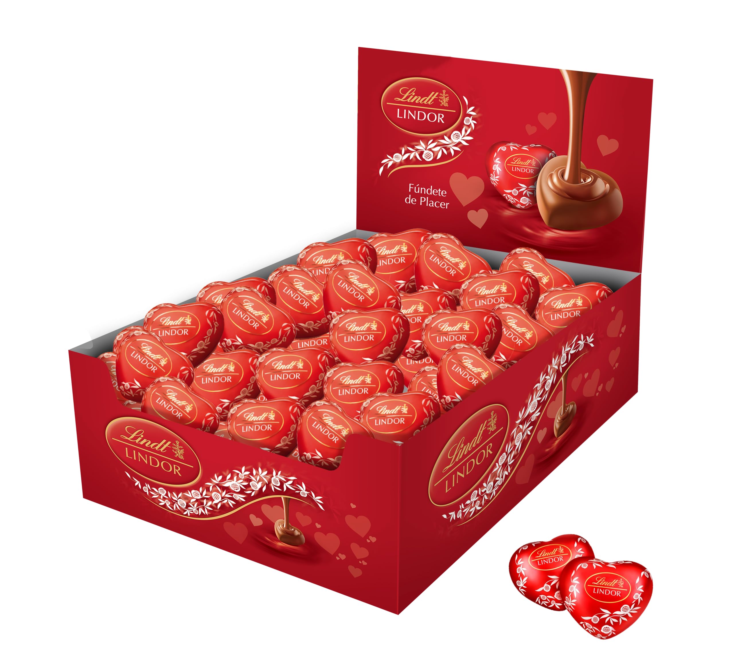 Lindt LINDOR Bombón Corazón Chocolate con Leche San Valentín, caja con aprox 16 bombones con forma de corazón para regalar, chocolate cremoso, bombones para regalar, 16 bombones, 200g — view 2