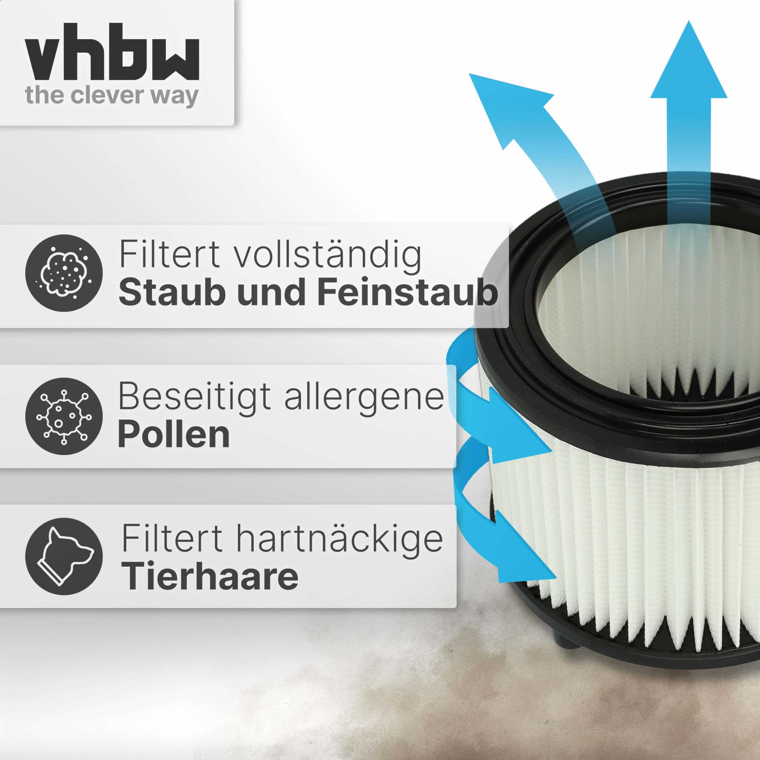 vhbw 3x filtro a pieghe piatte sostituisce Bosch 2609256F35 per aspiratore