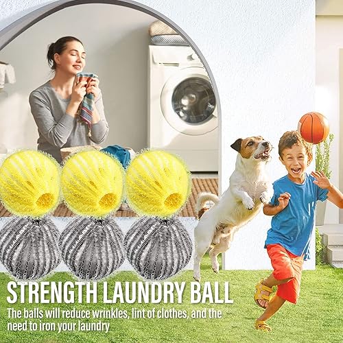 Miniatura 6 de Removedor de pelo de mascotas para lavandería, removedor de pelo de perro para lavandería, bolas de secado reutilizables y bolas de lavado removedor