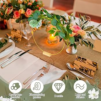 PATIKIL 8Inch Metal Floral Hoop With Stand, 6 Pcs Round Macrame Dream Catcher Ring For Party Table Centerpiece Wedding Decor Wall Hanging Crafts, Gold