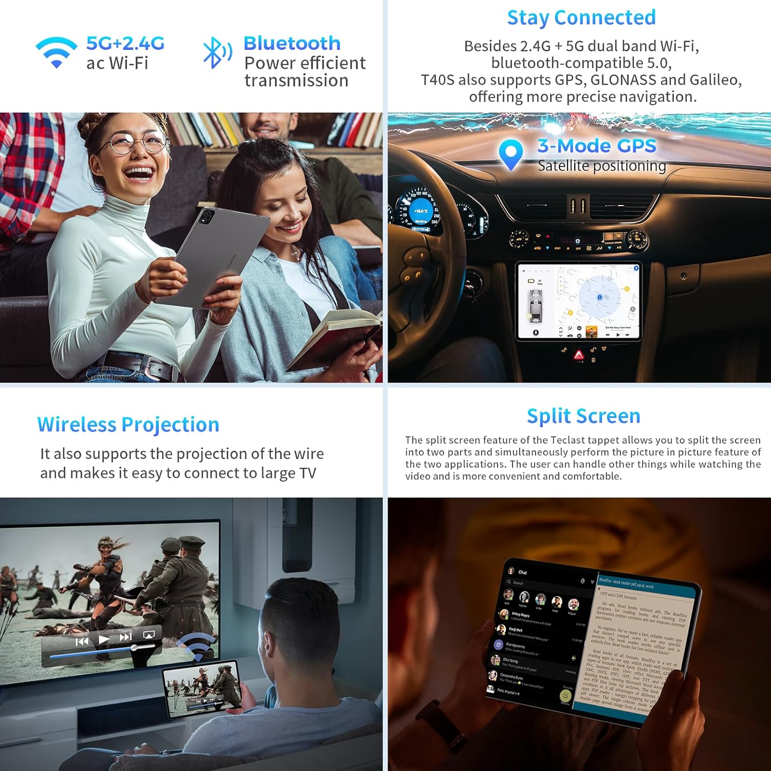 TECLAST P40HD Android13 Tablet 10.1 Pollici 16GB RAM+128GB ROM(TF 1TB),T606 Octa-Core 2GHz, 4G LTE/SIM+5G WiFi, FHD 1920x1200 IPS, BT5/13MP/Google GMS/GPS/OTG/Type-C/6000mAh/Headphone Jack/Metal-2023