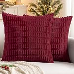 MIULEE Boîte de 2, Corduroy Soft Solide décoratif carré couvertures d'oreiller ensemble Coussin Case pour la voiture de chambre à coucher Canapé 18 x 18 de pouce 45 x 45 cm Crème blanche