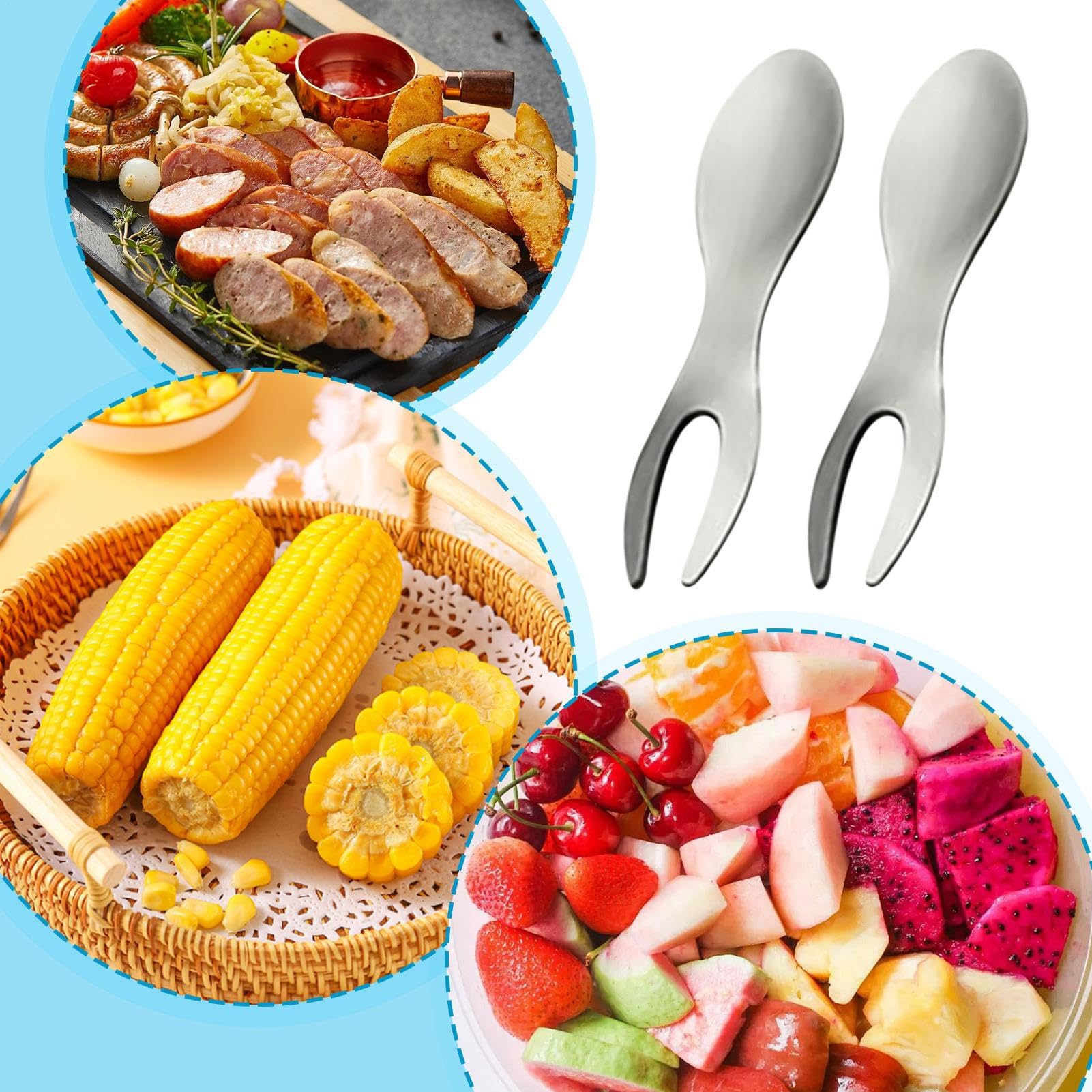 Maiskolbenhalter Hitzebeständiger Gabelspieß | 10 Stück Maiskolbenhalter im Set für Zuhause, Küche, Außenbereich, Grill, Barbecue, Kochen und Speisen