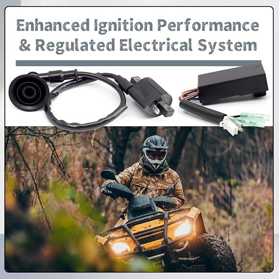 5 Pack Ignition Coil Kit Replacement for Polaris Sportsman 90 2001-2007 with Voltage Regulator Rectifier Starter Relay Solenoid and Spark Plug Replace 0451018 0452187 0452061 0450553 0450555