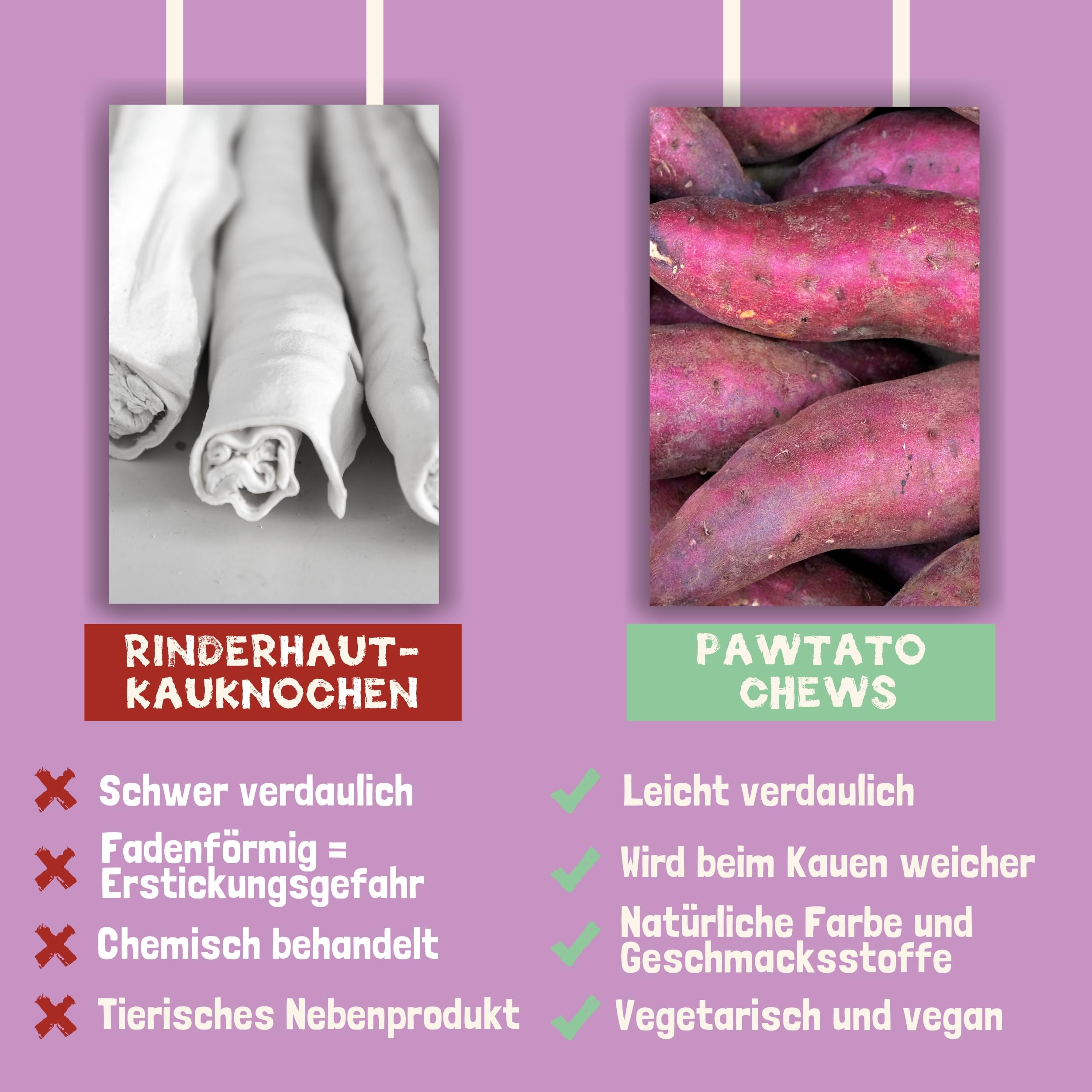 Knoopsnacks voor honden (6 x 180g) | Naturlijke trainingssnacks met 87% zoete aardappel, Rijst en Biergist