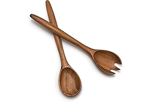 Lipper International Acacia Oblong Wooden Salad Tongs