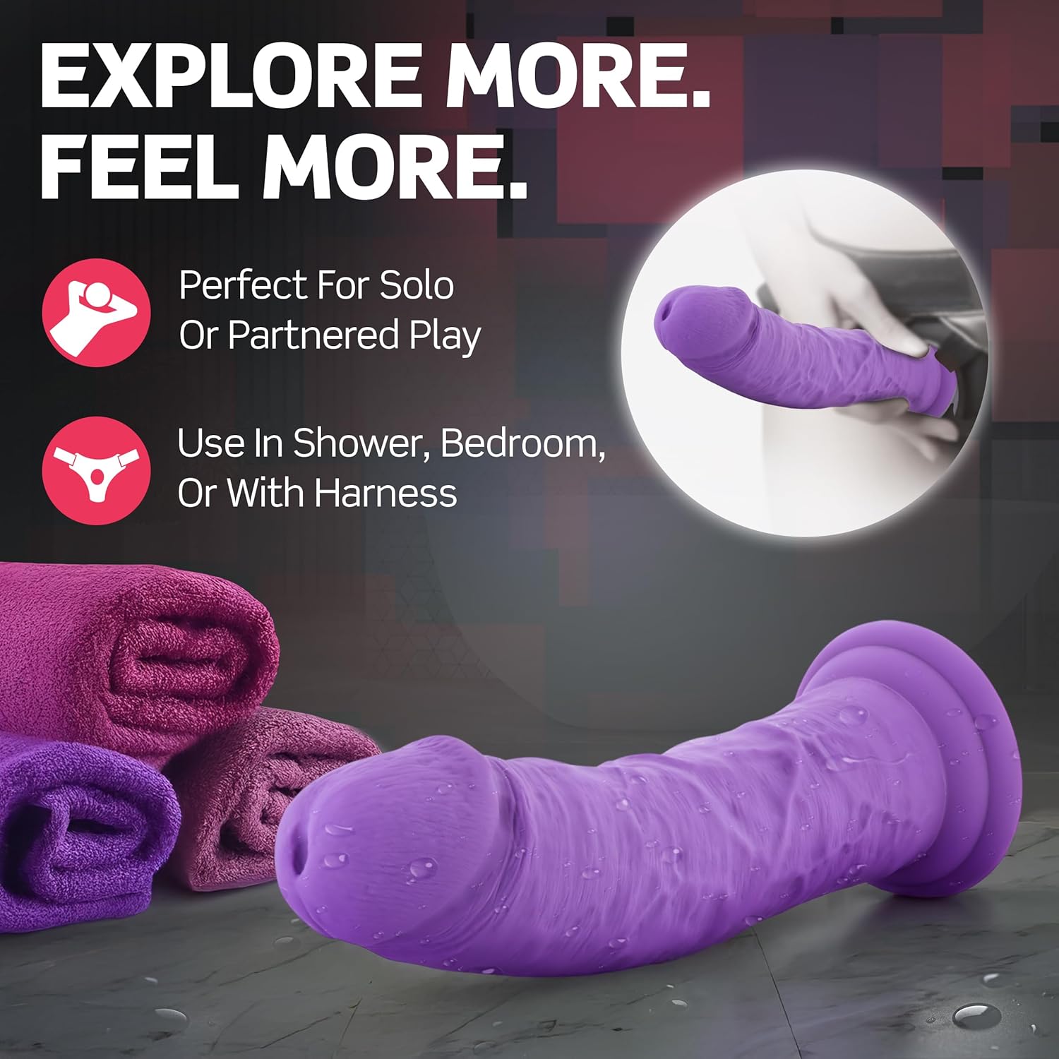 Blush Ruse Jammy 8" Silicone Dildo for G-Spot Stimulation - Ultrasilk Girthy Pleasure Hyper-Realistic Cock - Sturdy Suction Cup Base - Body-Safe Adult Sex Toy Penis for Women, Men & Couples - (Purple)