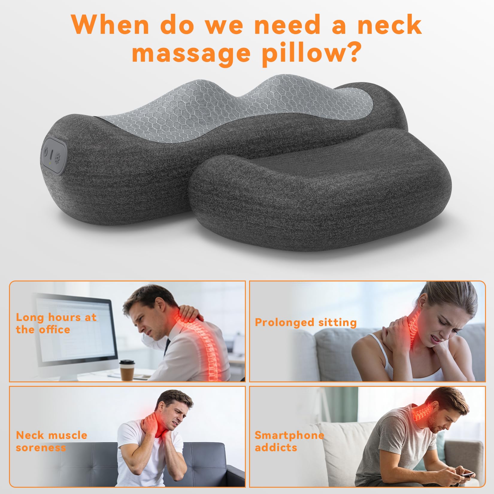 Yunari 3 in 1 Neck Massager Pillow with Hot Compress, 2026 Latest Patented Cervical Neck Pillow for Shoulder Pain, Deep Tissue Pain Relief and Hump Corrector for Men and Women and Teenager, 1PC — view 6