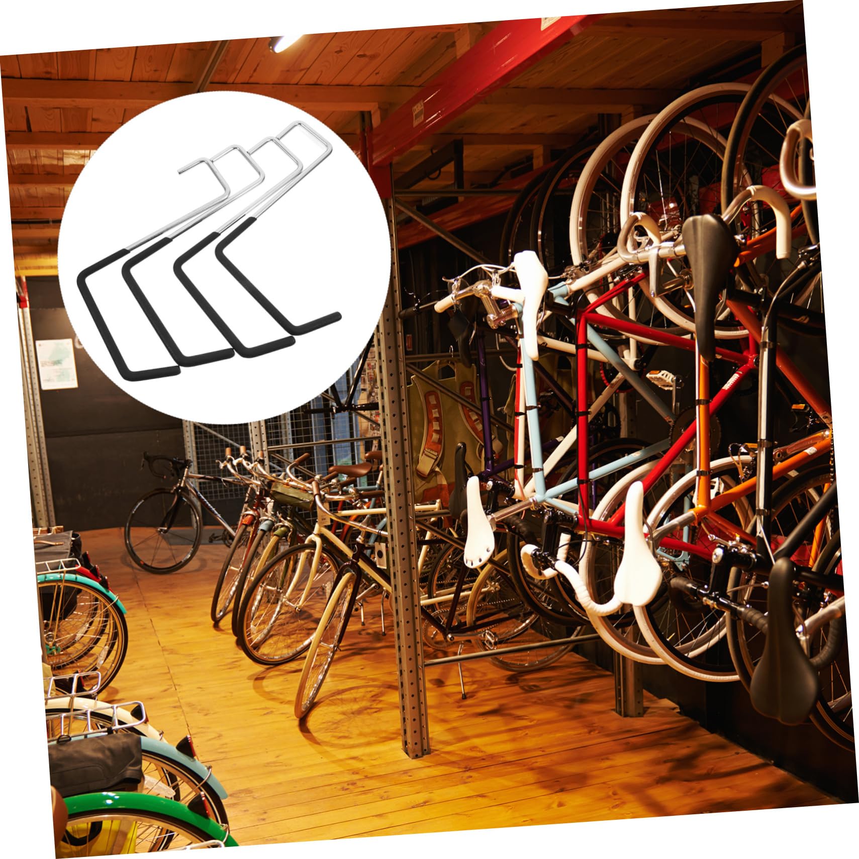 Ganci di Sospensione per Bici e Scala, 4 Pezzi Nero