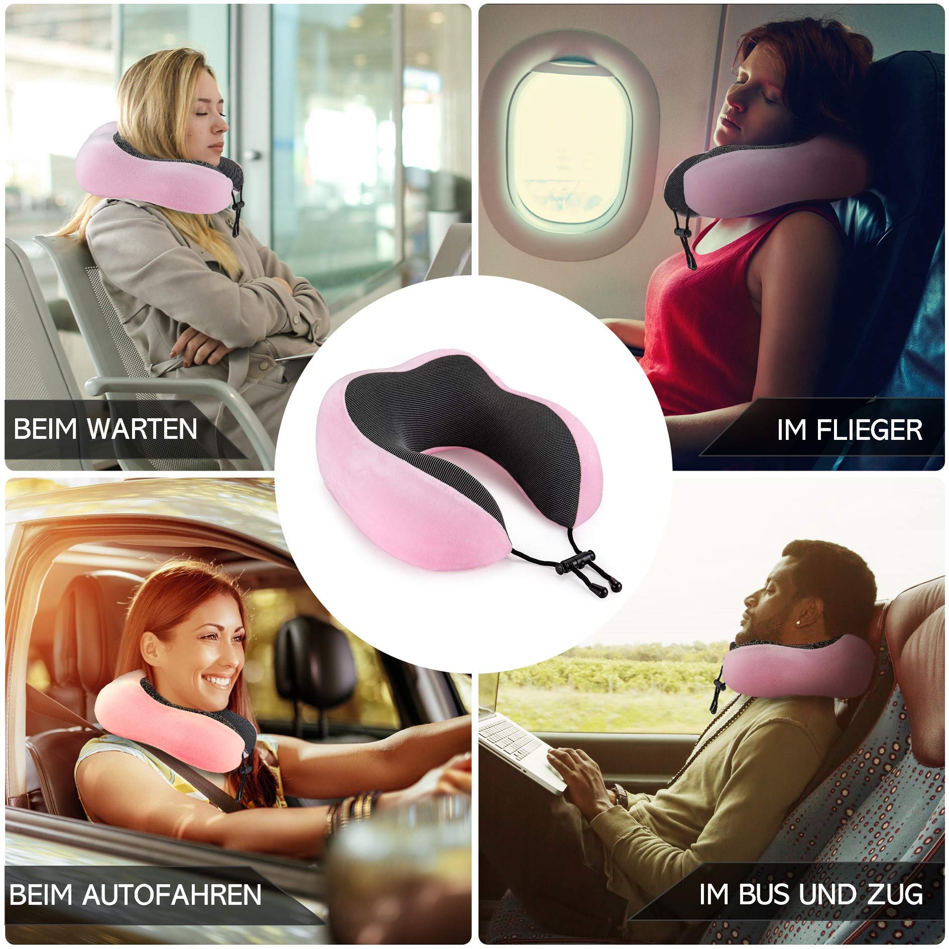Comfy Cuscino Da Viaggio Cervicale In Memory Foam - Regolabile, Ergonomico, Con Supporto 360°, Federa Lavabile, Grigio