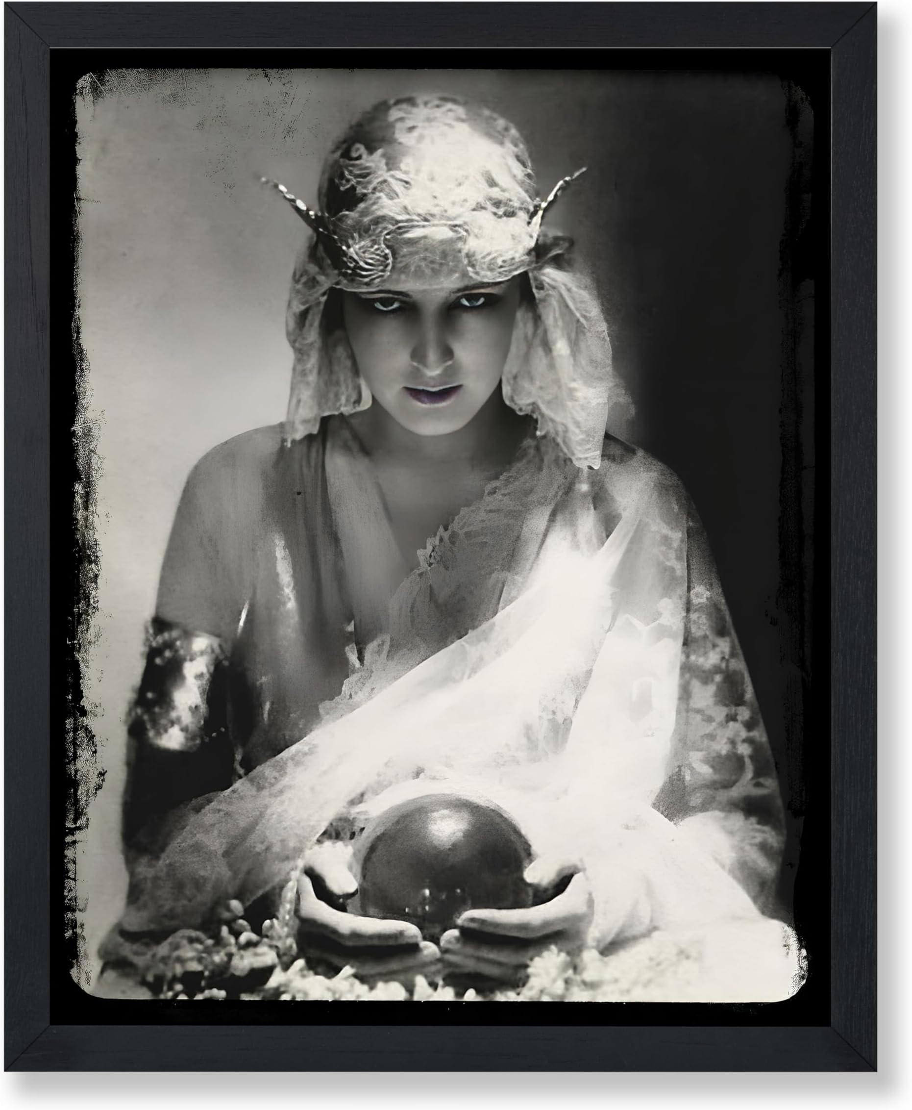 Monem Art Vintage Photograph Poster - Retro Portrait Print - Gift for Artist, Friend - Dolores, Fortune Teller, Crystal Ball, Gypsy - Wall Decor for Living Room, Office, 24x32 Unframed Wall Art