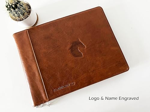Miniatura 7 de Portafolio personalizado para hombres, organizador de cartera de tamaño legal de 8.5 x 14 pulgadas, carpeta de cuero con 3 anillos, portapapeles de