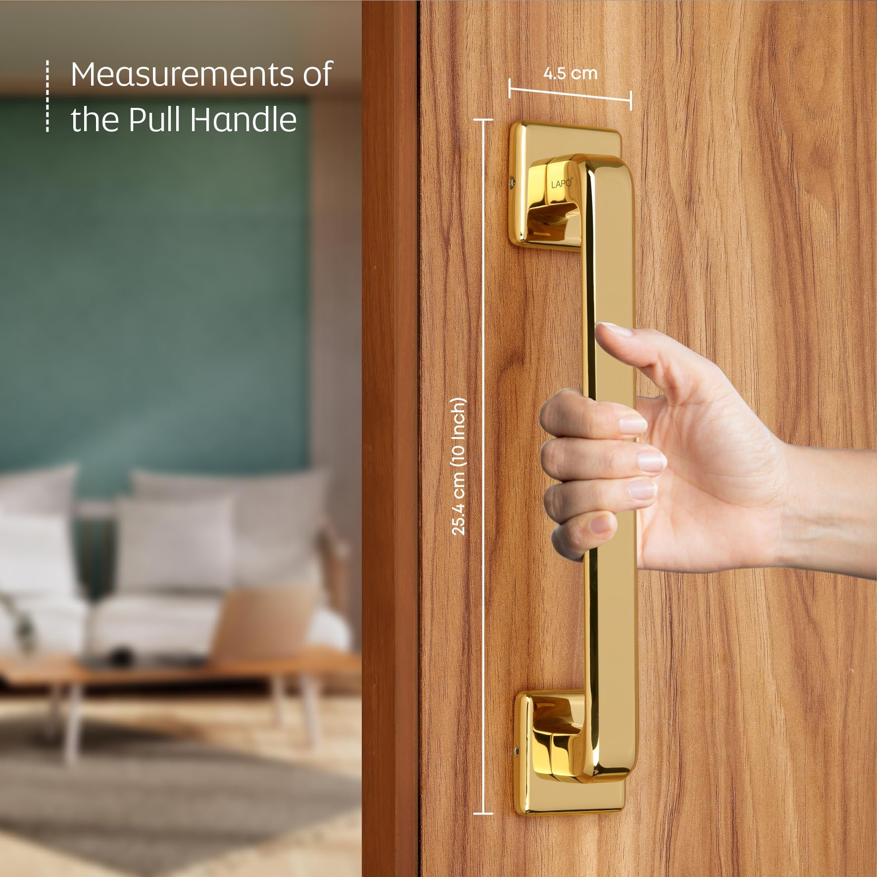 LAPO Cool Door Handles for Main Door | Main Door Handle | Door Handle | Zinc Alloy(10 inches- Pack of 1) Gold Finish | 3 Years Warranty | Pull Handle 2
