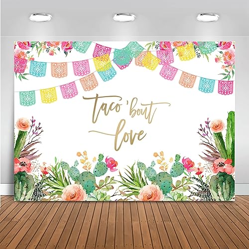 Mocsicka Telón de fondo de amor con temática de fiesta mexicana, decoración de despedida de soltera, boda, compromiso, foto de fondo (8 x 6 pies (96
