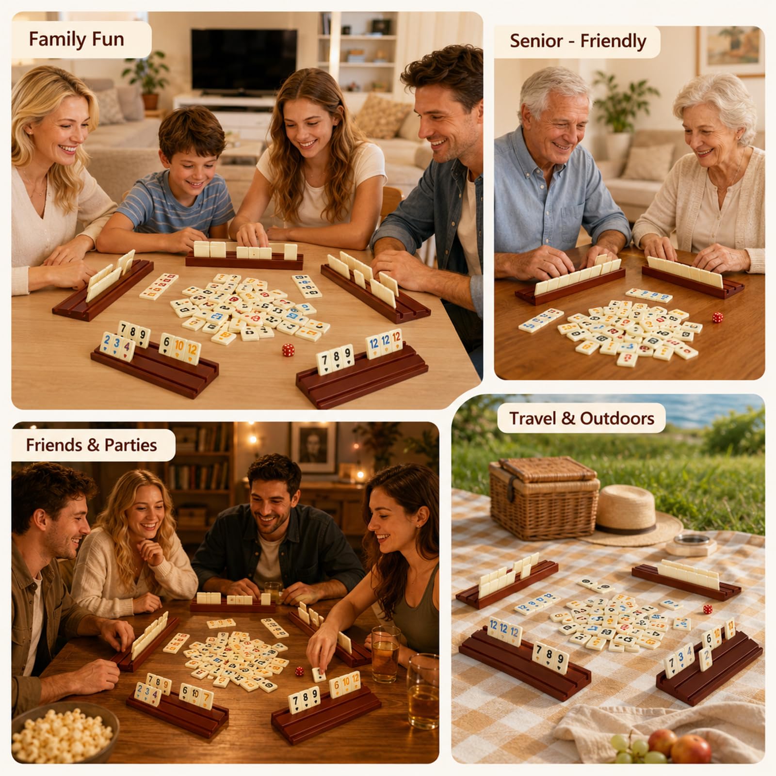 Juego de Dominos para adultos con 214 piezas y 8 soportes, Dominoes juego con caja de almacenamiento, juegos de mesa clásicos para adultos y niños, juego de viaje portátil