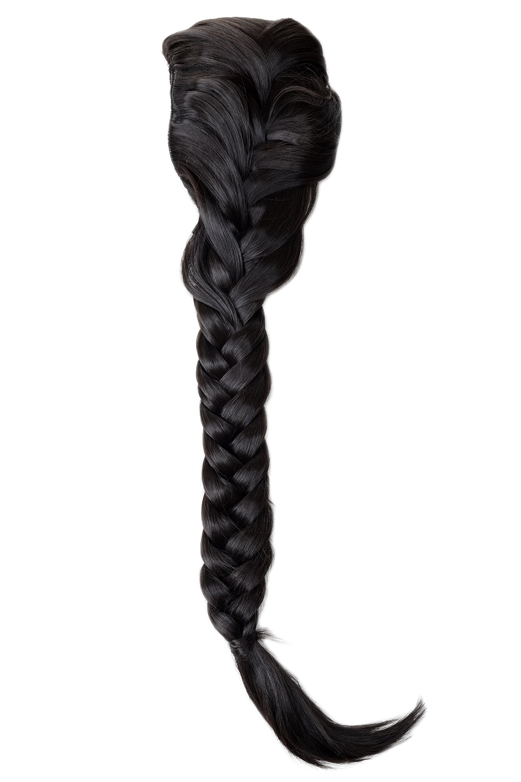 WIG ME UP, NC006-3 Hairpiece Ponytail cue queue plaited braided halfwig very long elaborate dark brown, dark brown (3)