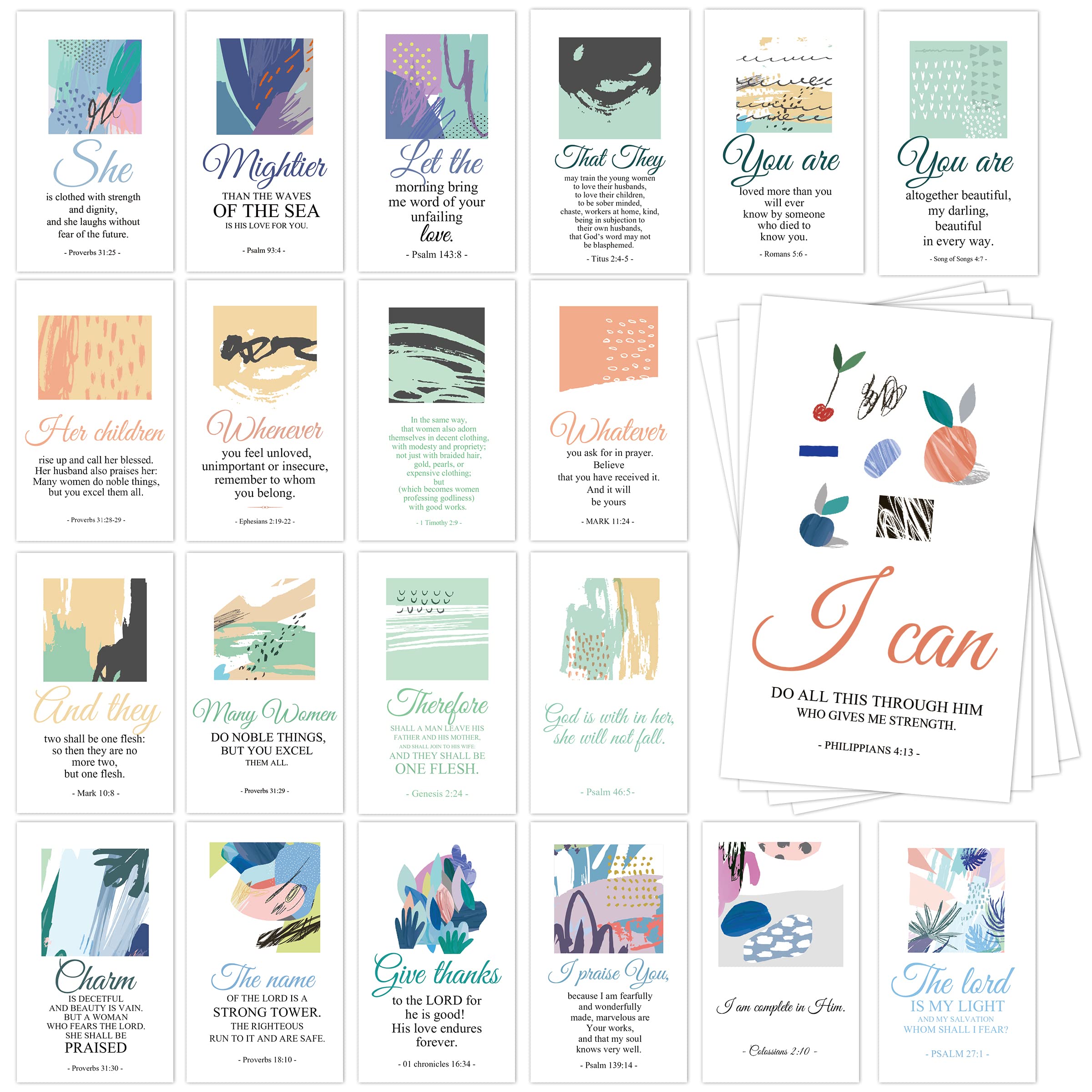 60 Mini Prayer Cards for Women with Inspirational Assorted Bible Verses, Religious Encouragement Cards, Scripture Cards for Women’s Bible Studies, Daily Devotional for Women, Christian Gifts - JY295
