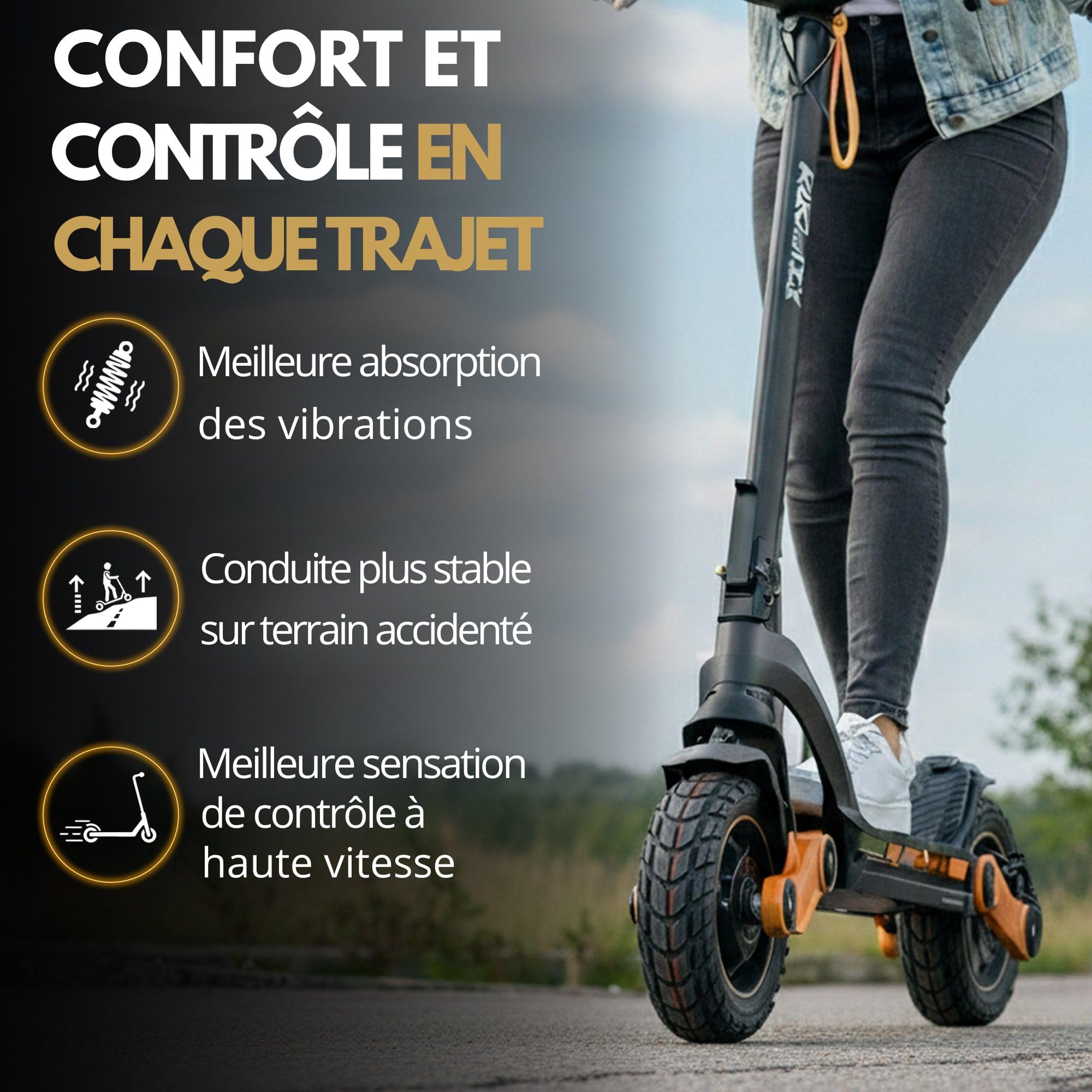 ANSENI Pneu Tubeless 10X2.75-6.5 Pour Trottinette Electrique Urbanglide eCross Pro 2/Pro Boost, Kukirin G2 Master/Kukirin G3/Dualtron 3/Smartgyro Speedway/Rockway (1 Pneu)