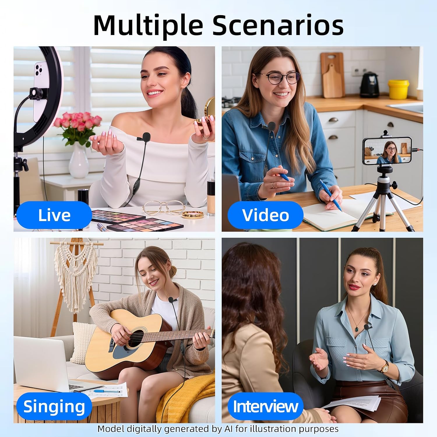 GELRHONR 3.5mm Lavalier Microphone, 3.5mm(1/8") TRRS Plug Invisible Lapel Microphone Wired for Phone, PC, Camera, Audio Recording, Game Streaming 4.9FT (TRRS)