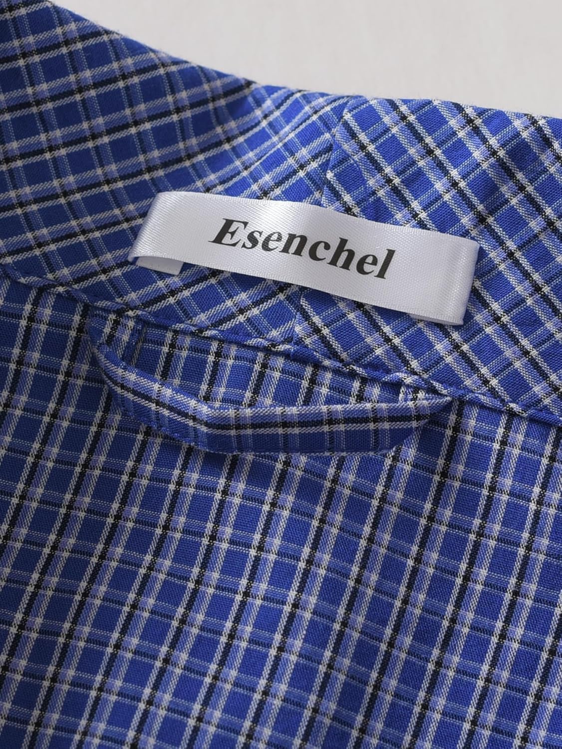 Esenchel Men's Cotton Plaid Robe Lightweight Bathrobe with Pockets