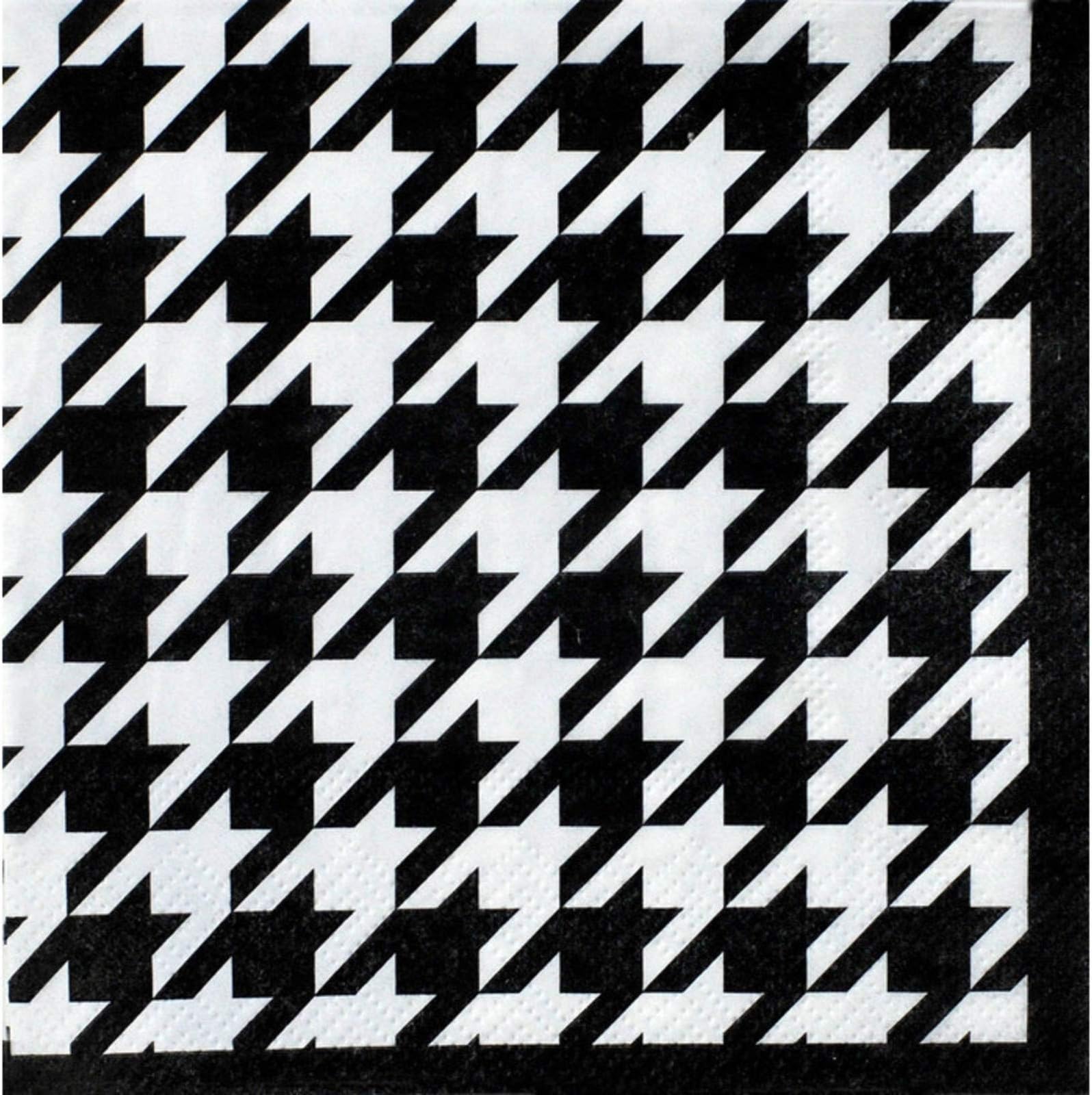 Houndstooth Beverage or Cocktail Napkins (16 Pack, Black and White) Alabama Houndstooth Collection by Havercamp