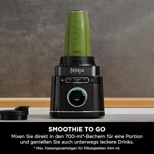 Ninja Detect Power 3-in-1 Blender Pro 1200W, Mixing Bowl, Blade, Individual Cup, Container, Knead, Chopping & Mixing, Black, TB401EU - 6
