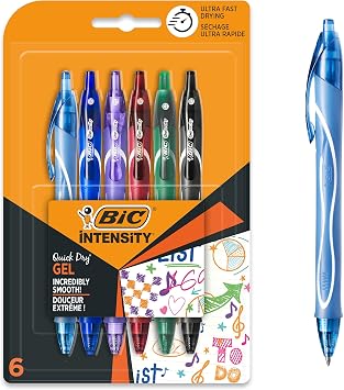 Bic Gel-ocity Quick Dry Gel Ink Pens - Assorted Colours, Pack of 6