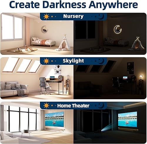 Miniatura 6 de Cubierta magnética opaca para ventana, 72 x 58 pulgadas, cortinas opacas portátiles para dormitorio, sin taladrar ventanas y persianas opacas,