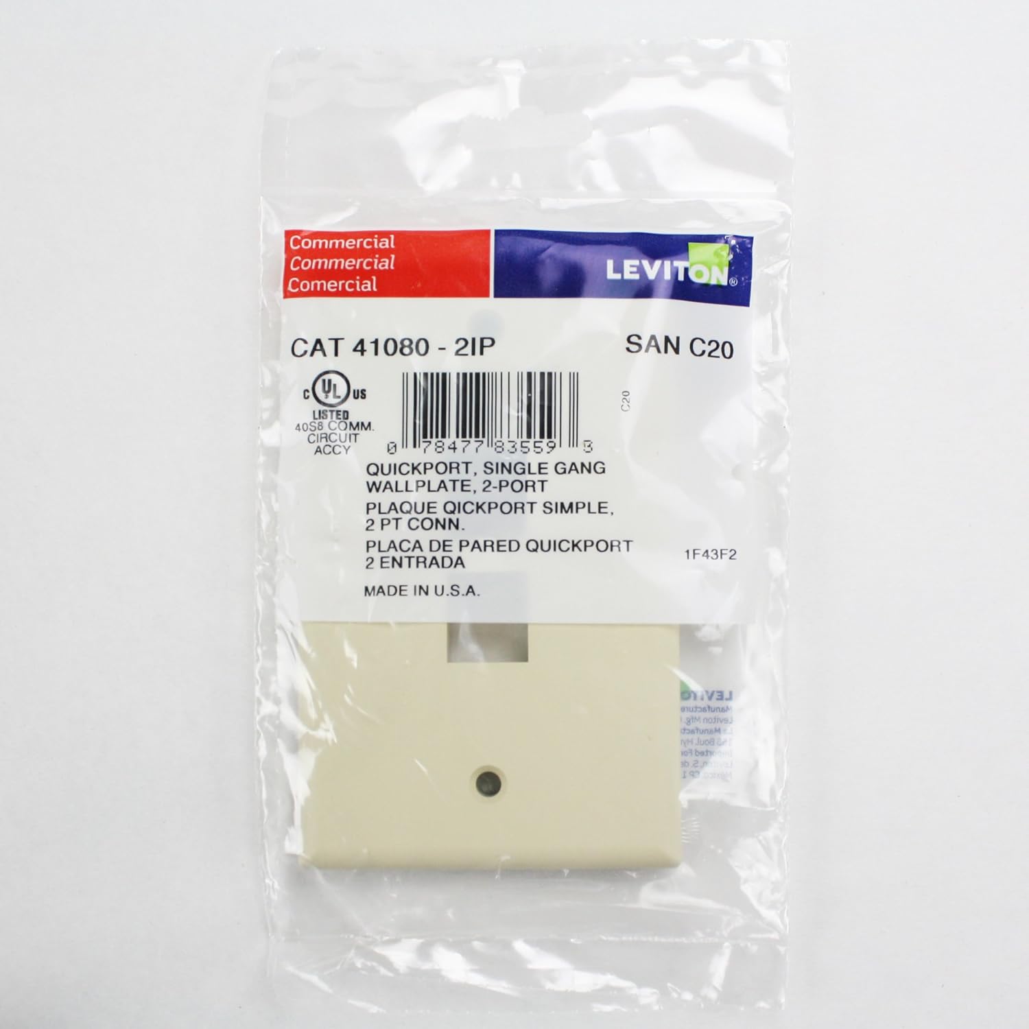 Leviton 41080-2IP Ivory Quickport Single Gang 2-Port Wall Face Plate (10 Pack)