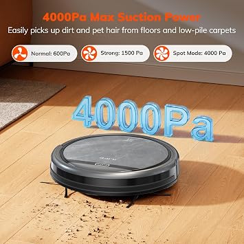 ILIFE V5s Max Robot Vacuum, 4000Pa Max Strong Suction | Gyro navigation, 2.4G WiFi / App, Alexa and Remote Control, Self-Charging, Ideal for Hard Floors, Carpets and Pet Hair