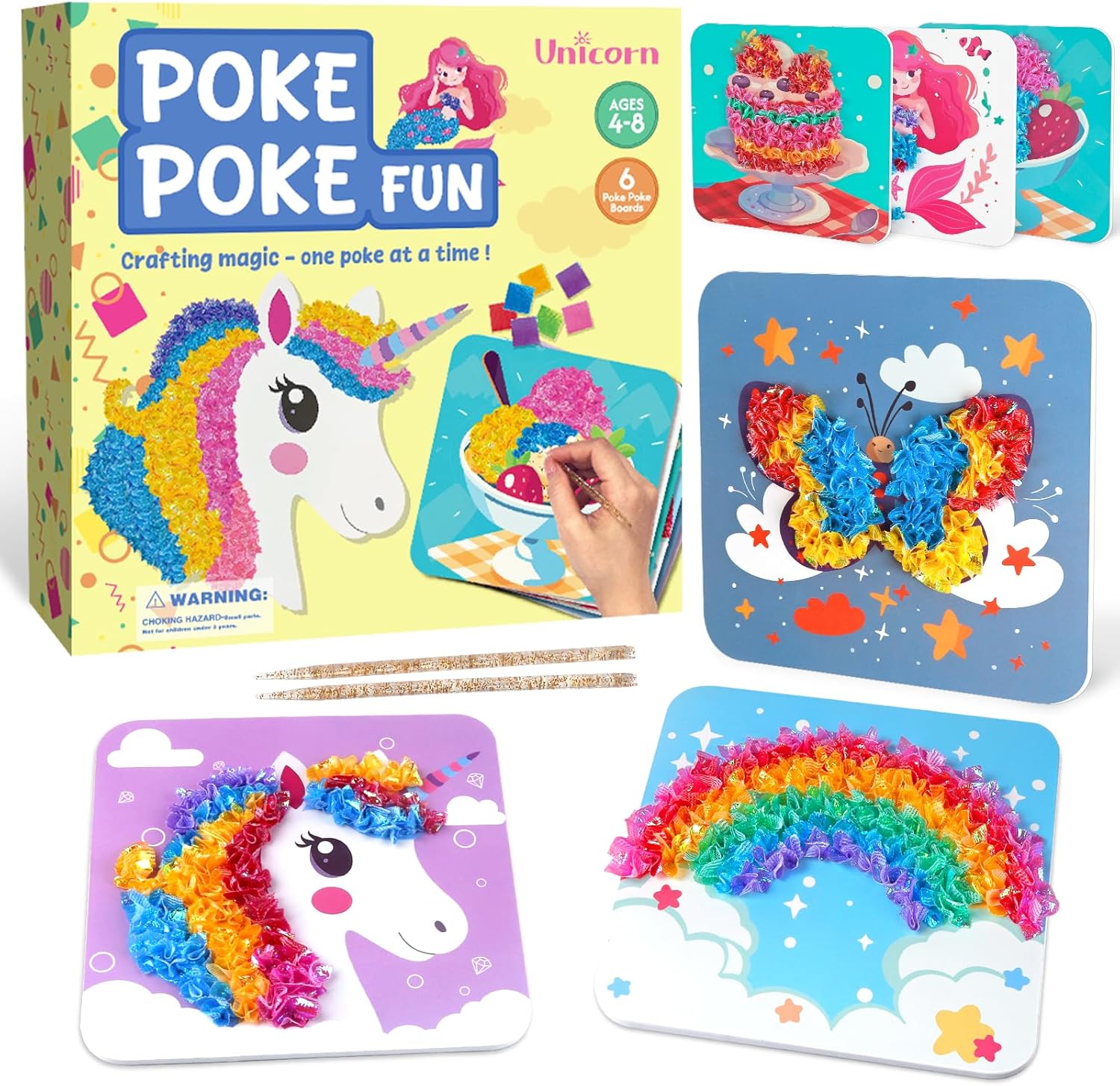 Plunack Craft Kits for Kids Unicorns Rainbow Mermaid Butterfly Cupcake Arts and Crafts for Kids Ages 4-8 9 10 11 12 Boys Girls Home Decor Birthday Christmas Gifts 6 DIY Themes Creative Activity Game